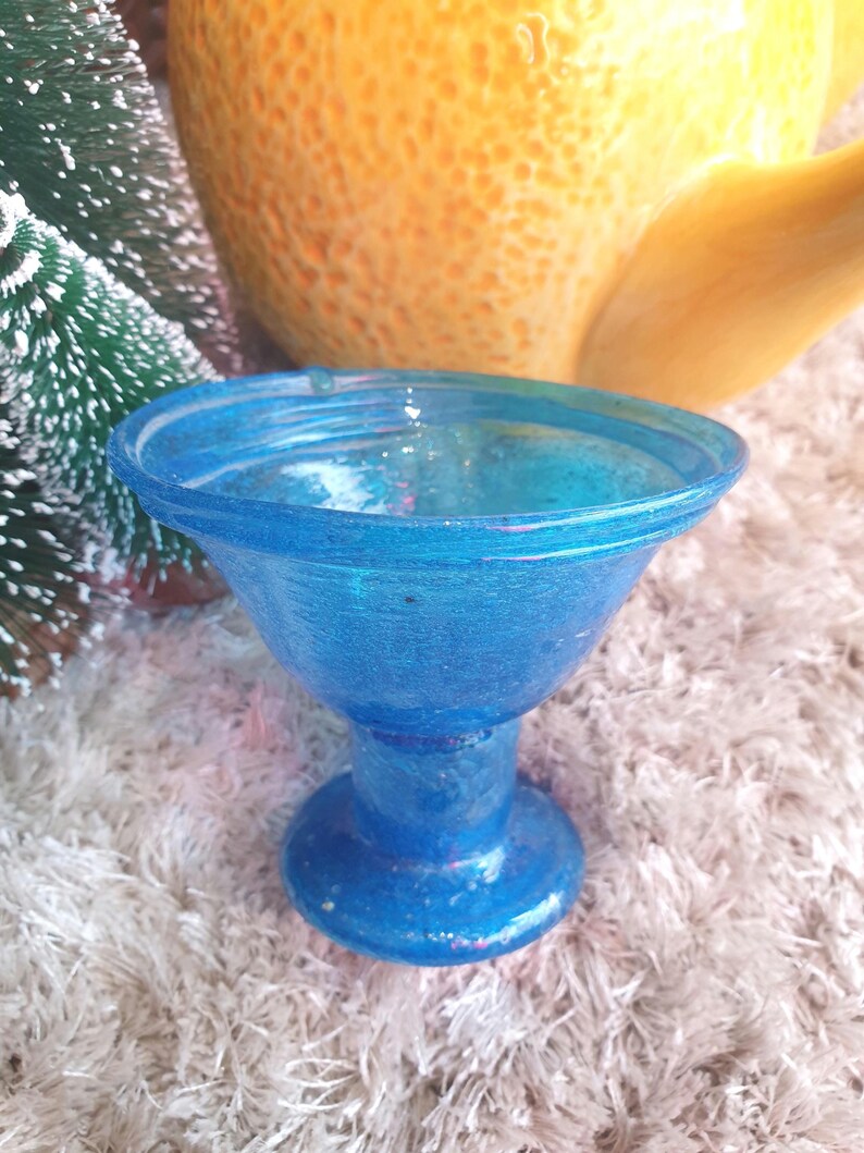 Vintage Persian Stemmed Glass, Hand-Blown, Middle East (1960s)