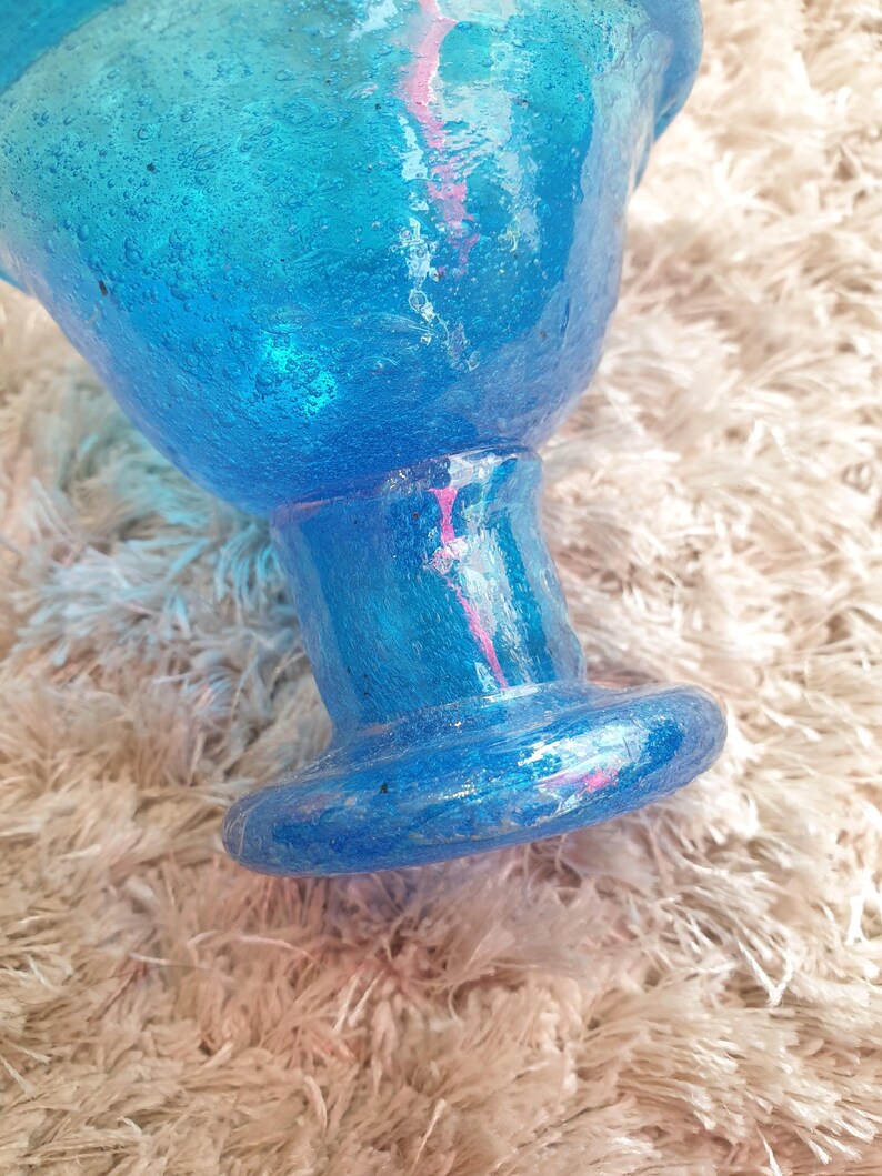 Vintage Persian Stemmed Glass, Hand-Blown, Middle East (1960s)، نمای 3