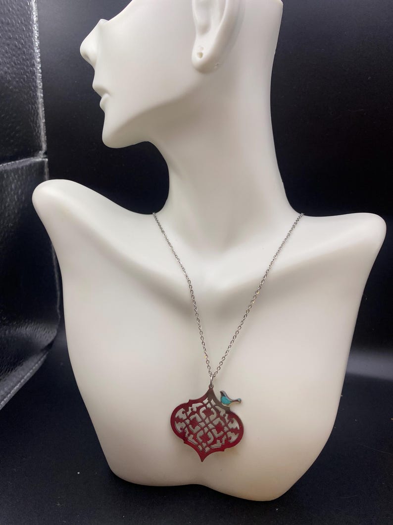 lightweight Stainless-steel necklace jewelry oriental pattern , unique gift, view 3