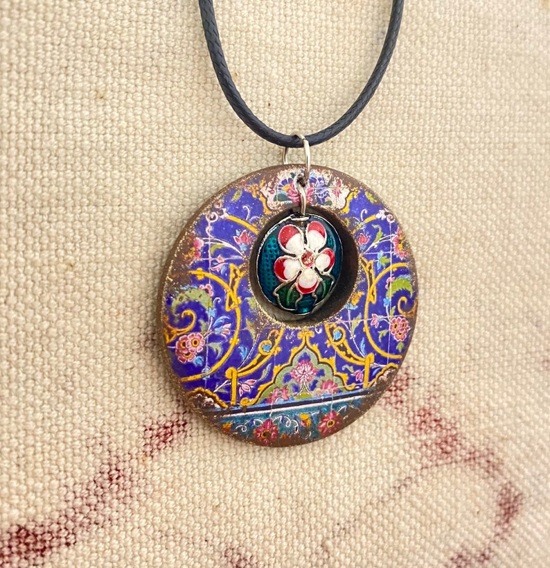 Qajar Persian jewelry handmade Wood necklace, view 2