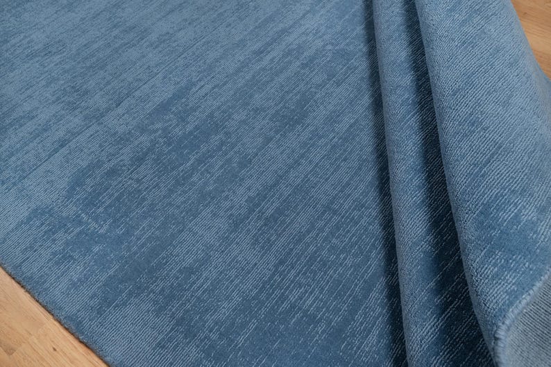 Blue Gabbeh Rug | hand made Wool, Modern Bohemian Decor 9086، نمای 2
