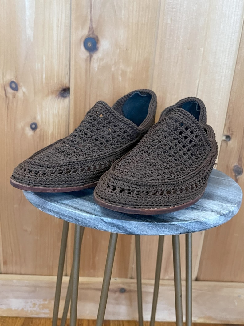 Handmade Brown Woven Giveh Shoes, Kurdish Kalash Persian Footwear, view 3