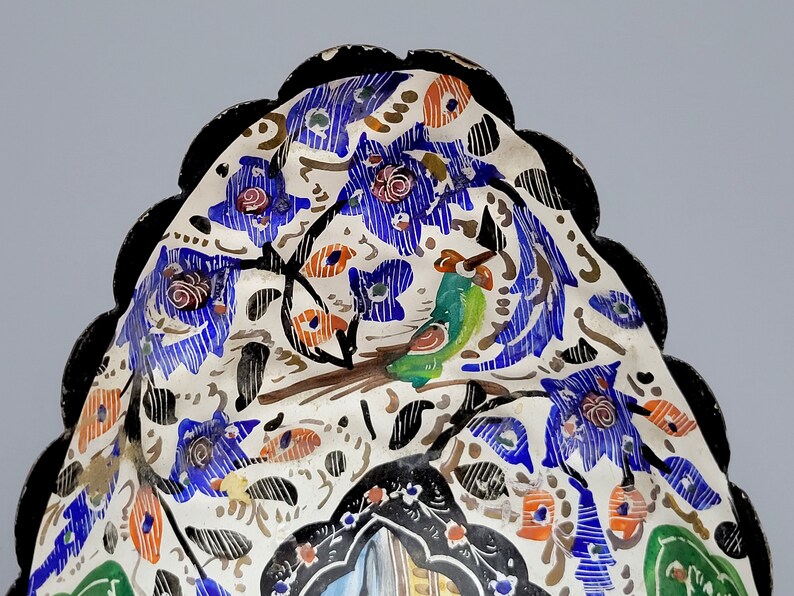 Antique Persian small bowl, enamel 19th century, hand-painted، نمای 2