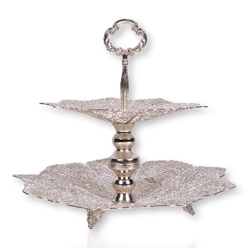Beautiful handmade candy tower made with silver-plated copper wire, Persian art.، نمای 3