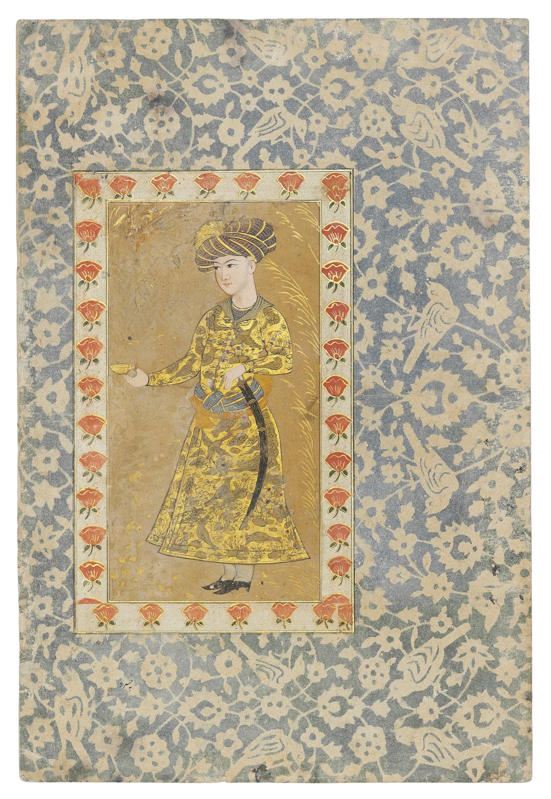 A youth holding a wine cup, Safavid Isfahan, 16th century.jpg
