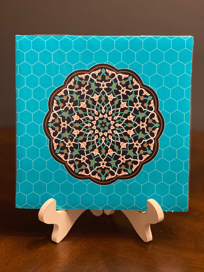 Decorative Persian Design Tile Wall Art - 6” x 6”، نمای 3