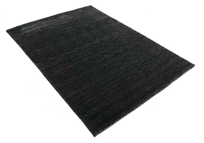 Black Gabbeh Rug, Hand Knotted Wool Rug, Modern Minimalist Area Rug, Charcoal Style Carpet، نمای 2