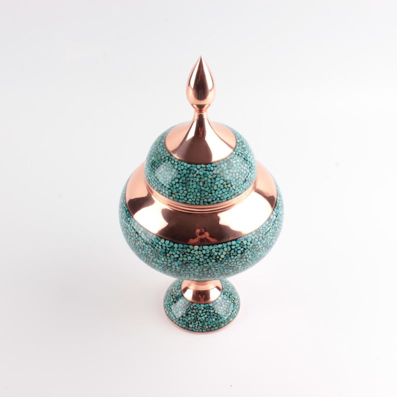 Handmade Persian Minakari Art Vase, Enamel, Decorative, Gifts, Miniature, Unique Art, view 2