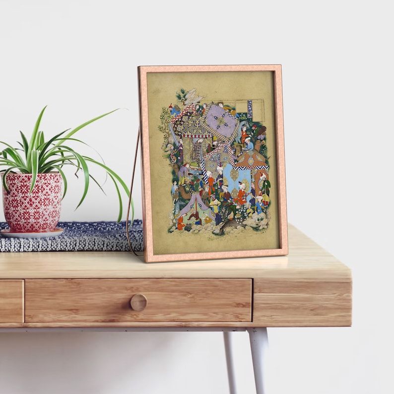Vintage Persian Miniature Painting Print | Asian Wall Art (Digital Download)