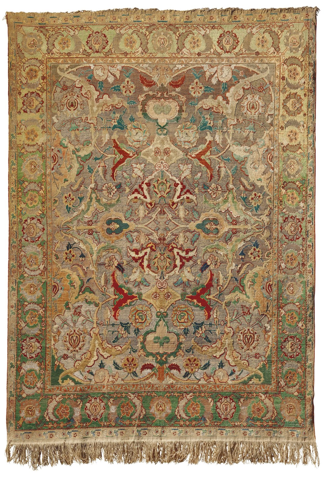 A highly important Safavid silk and metal-thread 'Polonaise' carpet, probably Isfahan, central Persia, early 17th century.jpg