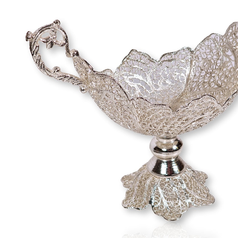 Candy container made of silver-plated copper wire, exquisite handmade Persian art., view 3