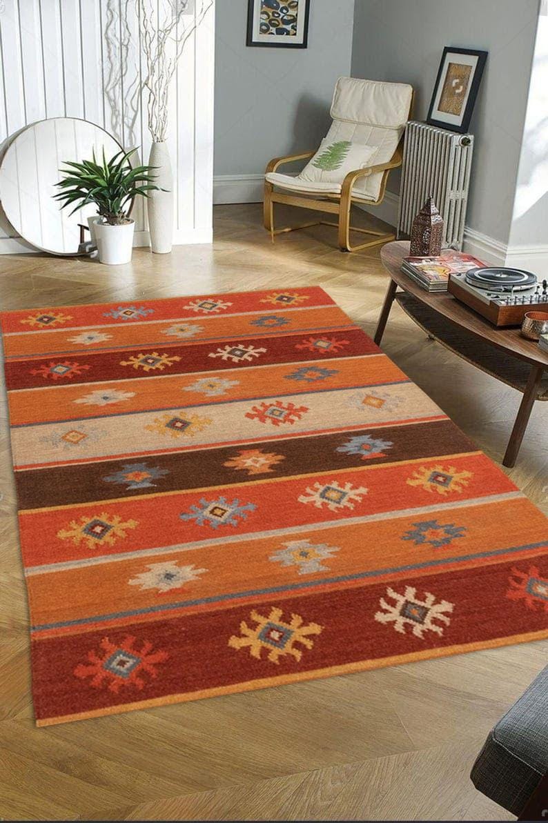 Handmade KILIM Rug | Multicolor | Vintage Persian Kilim Rug | Handwoven Wool Oriental Flat