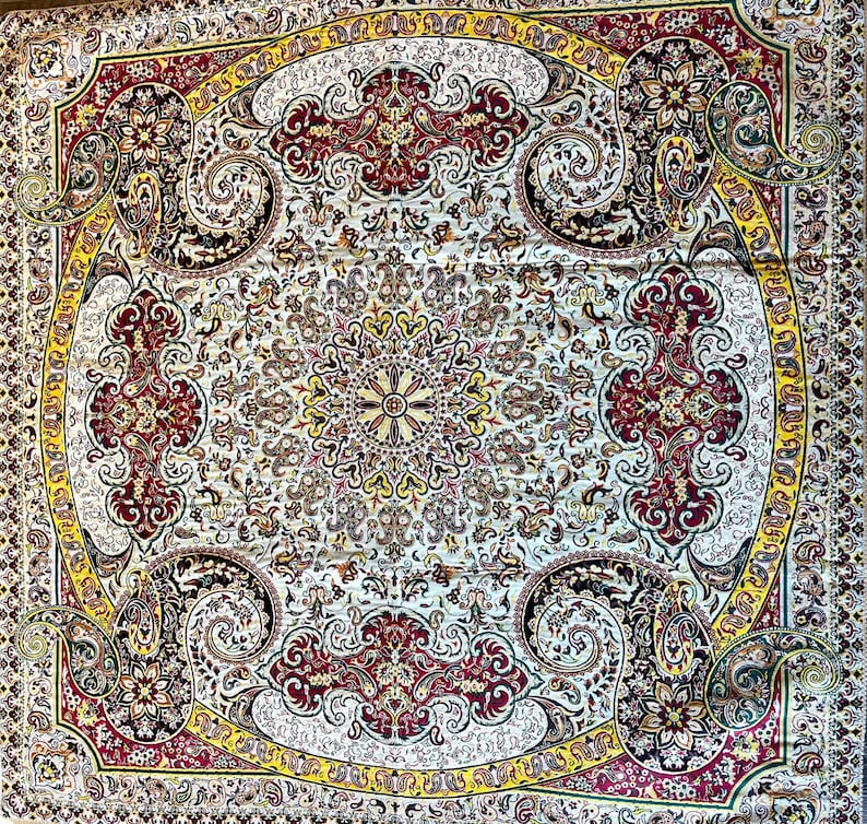 Handmade Paisley Termeh Tablecloth, Persian Woven Decor (39 Inch)