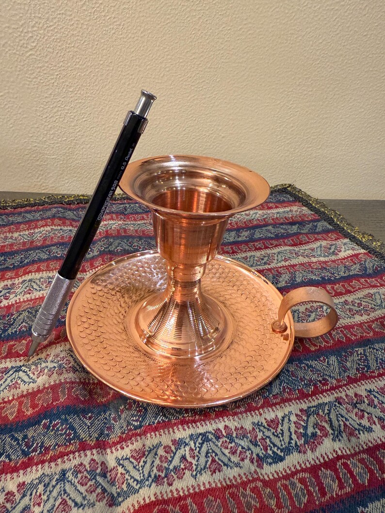 Handcrafted Copper Mirror and Candle Holders Set – Boho Rustic Home Decor, view 3