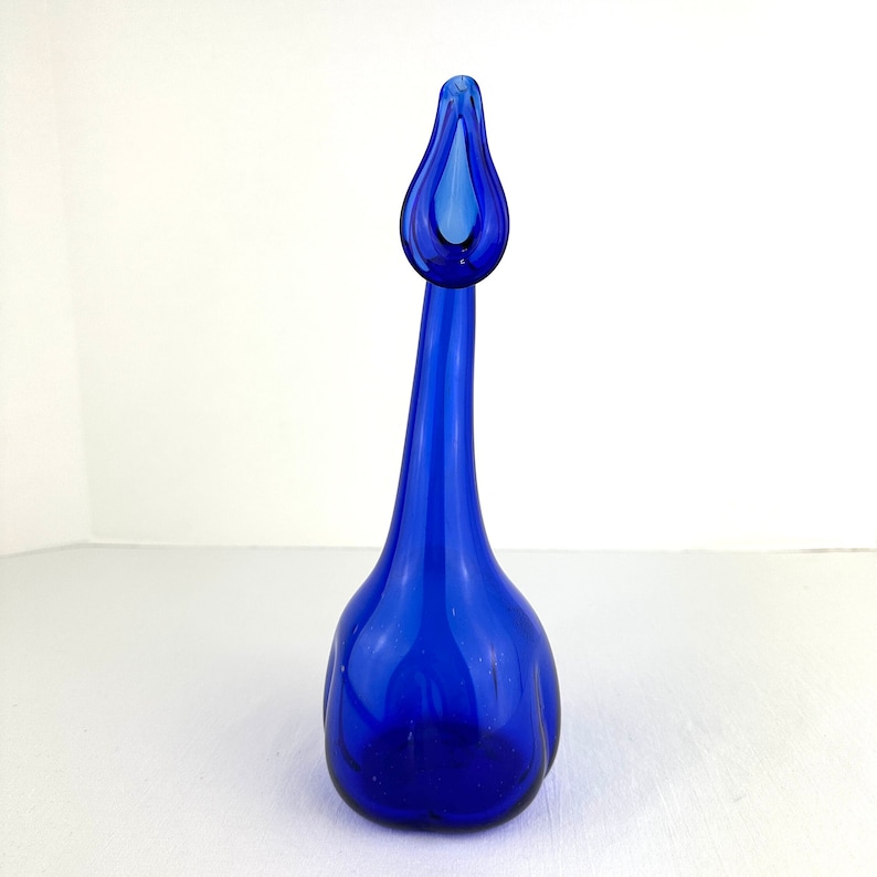 Antique Persian Hand Blown Cobalt Glass Tear Catcher or Rose Water Sprinkler