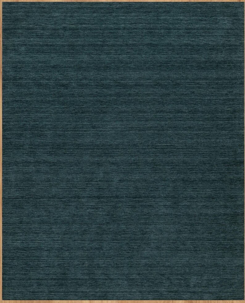 Handmade Dark Green Wool Gabbeh Rug, Minimalist Forest Green Carpet، نمای 3