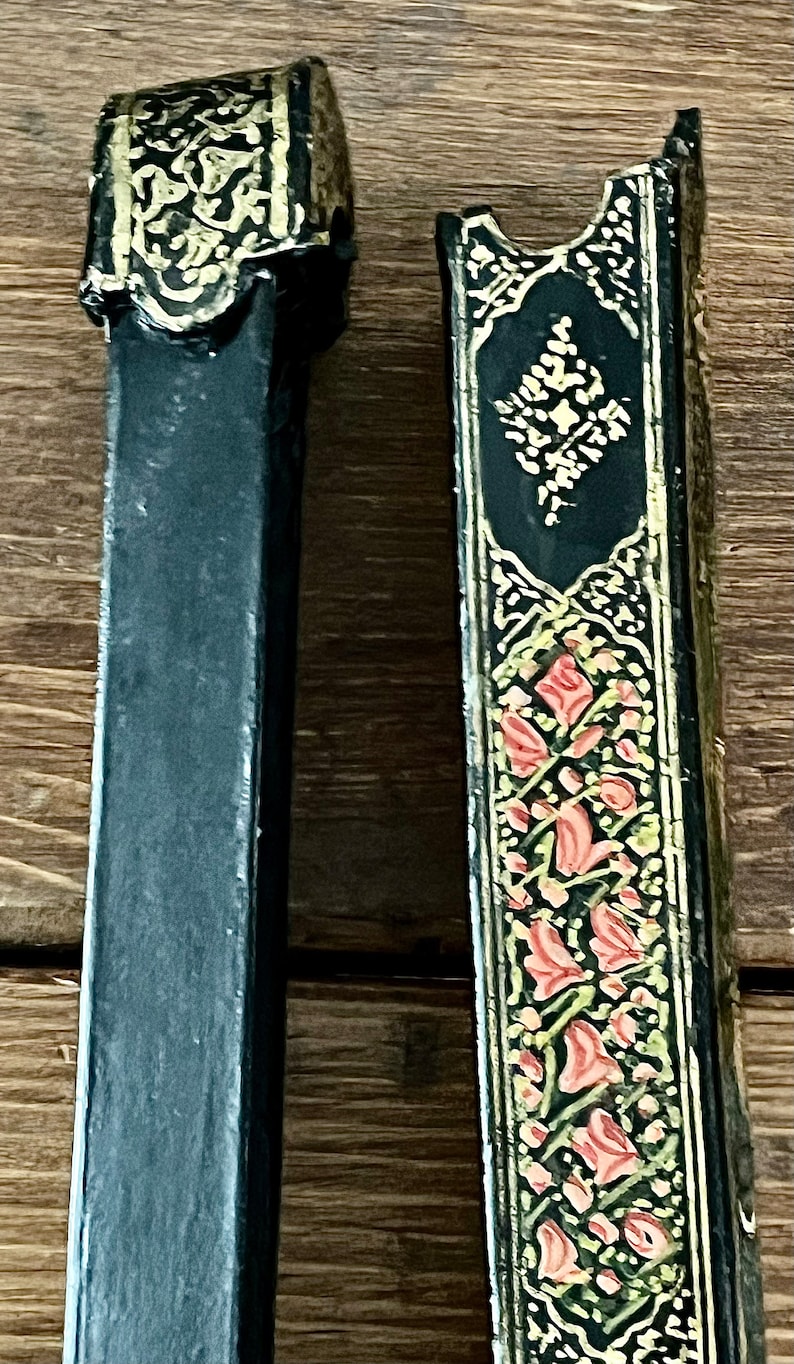 Vintage Persian Lacquer Hand Painted Pen Holder Pen Case Box Collectors Item Islamic Art, view 2
