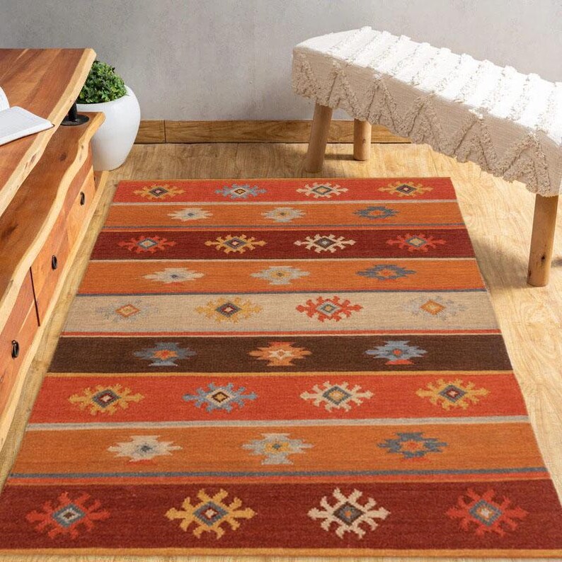 Handmade KILIM Rug | Multicolor | Vintage Persian Kilim Rug | Handwoven Wool Oriental Flat, view 2