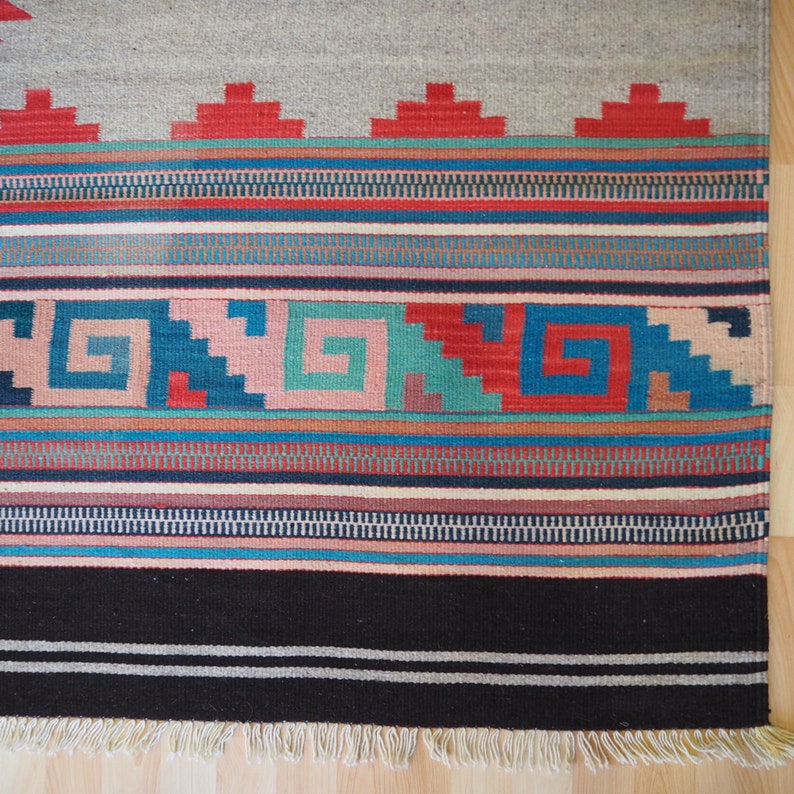 Tribal Persian Kilim: Handmade Vintage Rug (8.5x6.2 ft)