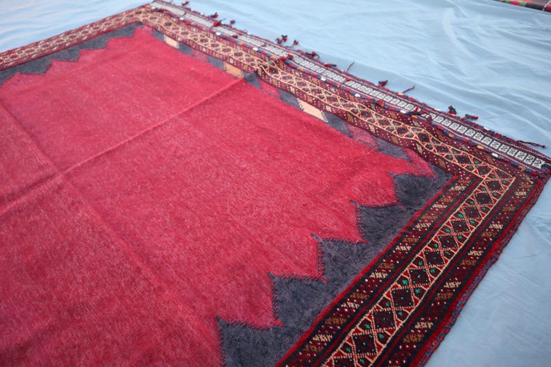 5x5 Ft Afghan Rich Red Kilim Rug - 5'2x5'4 Jajim Style Flat Weave Vintage Kilim Rug - Afgh، نمای 2