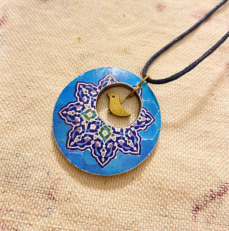 Persian jewelry handmade Wooden necklace Handmade wooden jewellery Persian art traditional، نمای 2