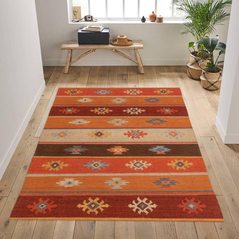 Handmade KILIM Rug | Multicolor | Vintage Persian Kilim Rug | Handwoven Wool Oriental Flat, view 3