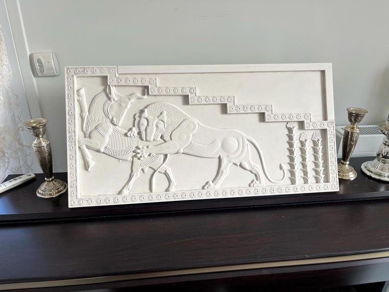 Lion attacking the Bull, bas-relief, Persepolis, Achaemenid Art, Mural Art, Persian Art, I, view 3