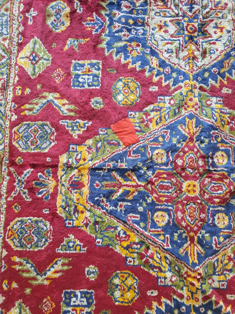 Vintage Velvet Textile Sofa Cover – Caucasian Persian Style, 1930s-40s، نمای 2