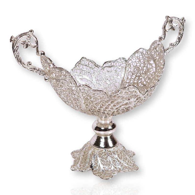 Candy container made of silver-plated copper wire, exquisite handmade Persian art.