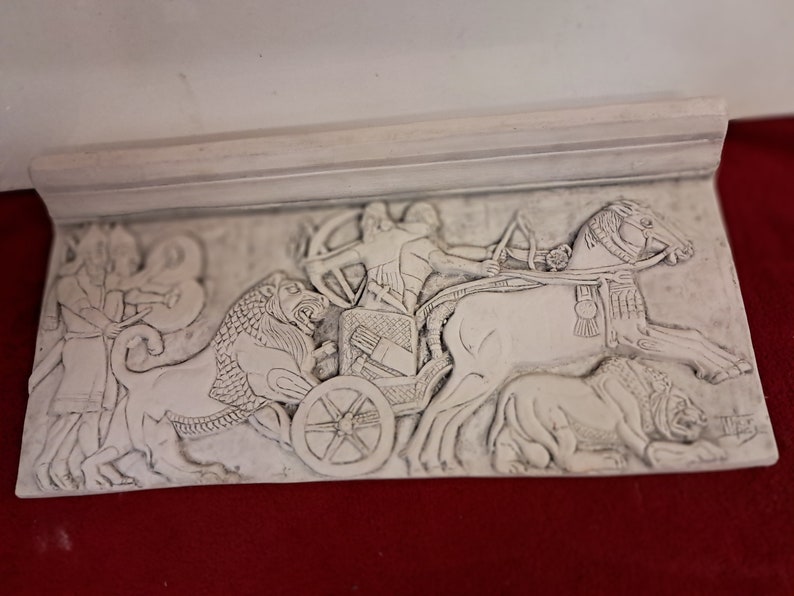 Thor Lopez Style Plaster Sculpture Assyrian / Persian Battle Wall Decore'