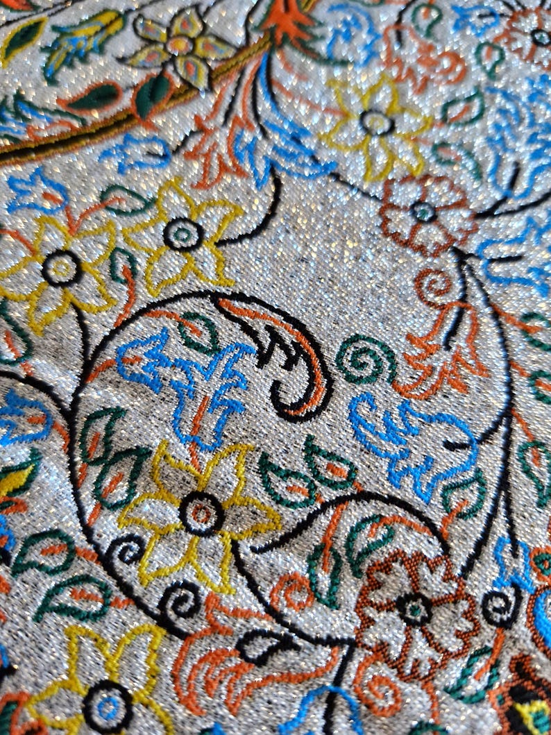 Silk Termeh Tablecloth 100 x 100 | Turquoise Gorgeous Square Tablecloth | Persian Art | Bo