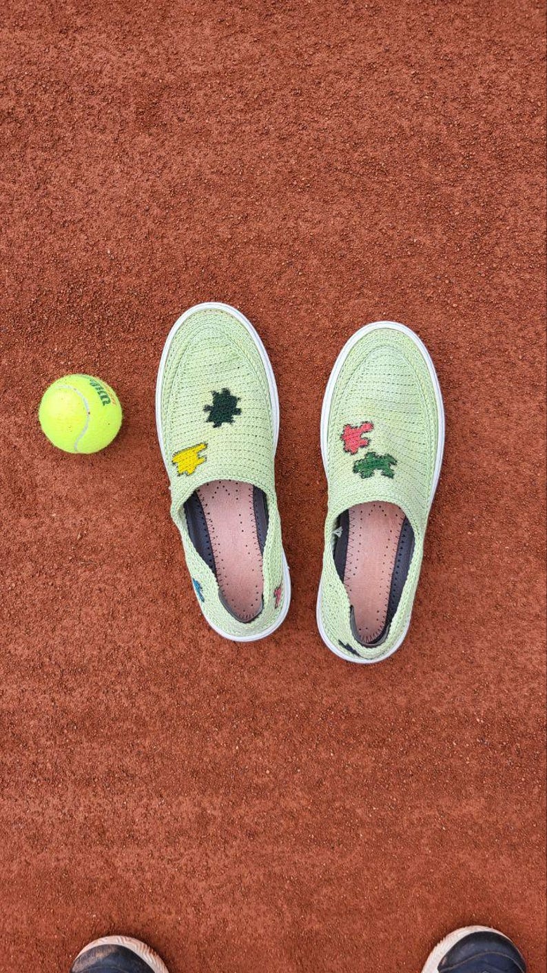 Hand-Painted Puzzle Giveh Shoes | Handmade Persian Slip-Ons | Unique Cultural Footwear