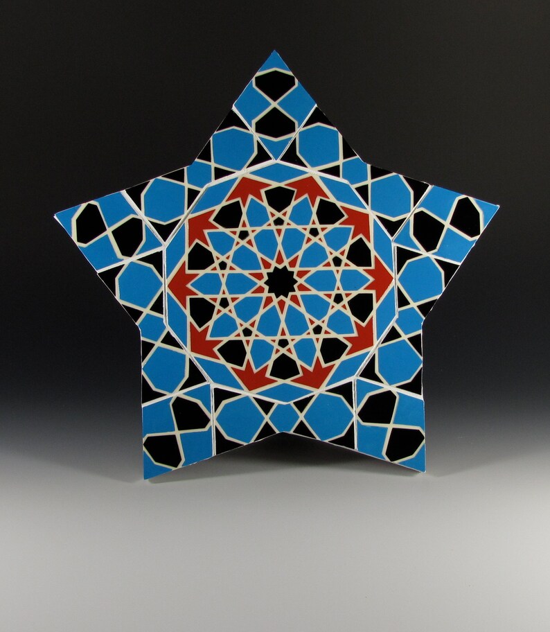 Custom Mosaic Tile Art: Persian Mandala Starburst Design، نمای 2