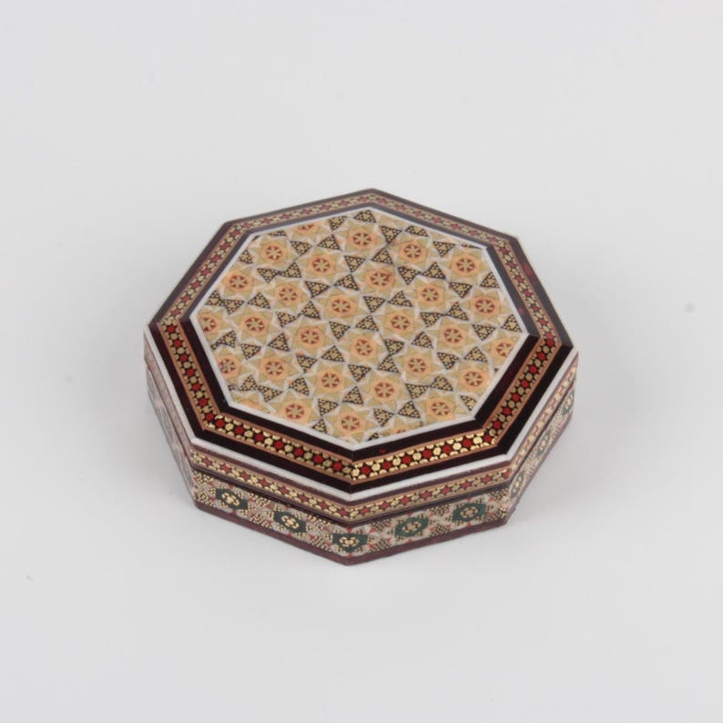 Persian Khatam Jewelry Box: Handmade Octagonal Trinket Box، نمای 2
