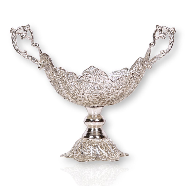 Candy container made of silver-plated copper wire, exquisite handmade Persian art., view 2