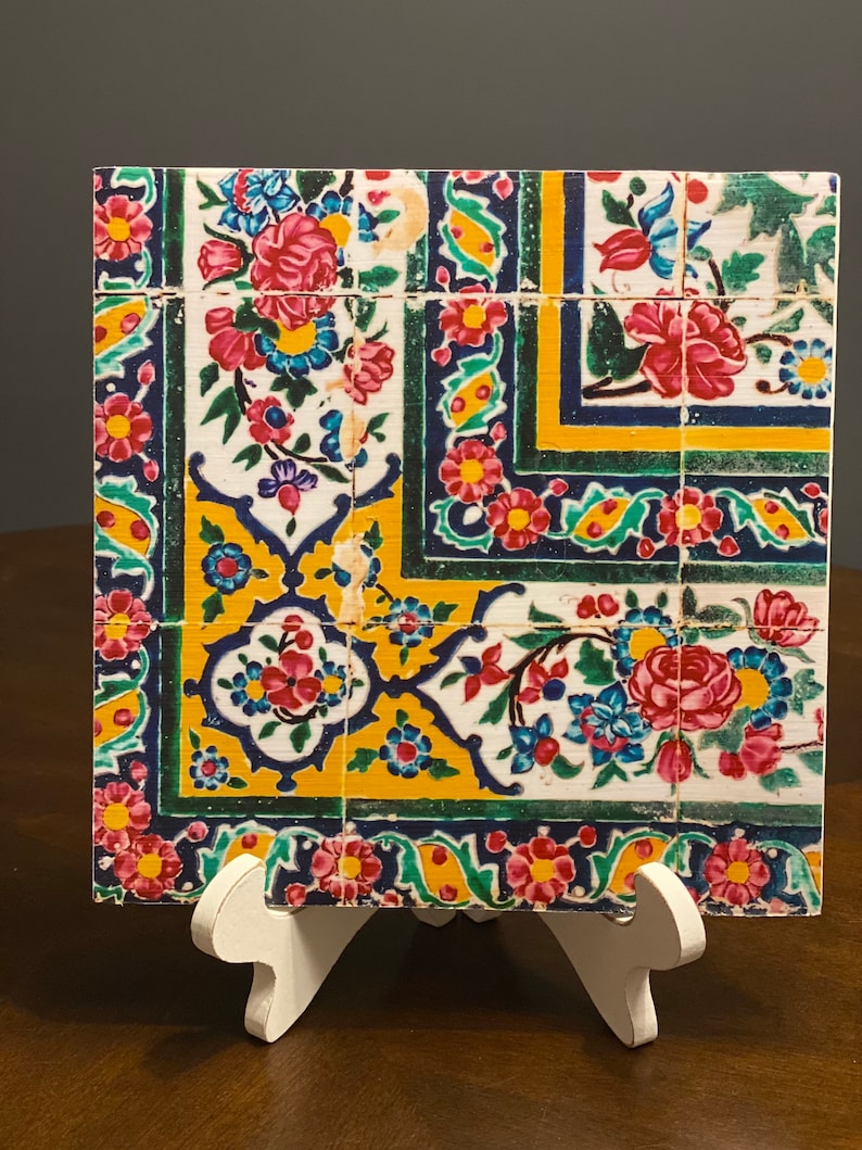 Decorative Persian Design Tile Wall Art - 6” x 6”، نمای 2