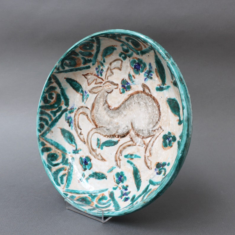 French Persian-Inspired Ceramic Bowl by Édouard Cazaux (circa 1930s)، نمای 3