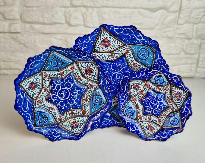 Minakari enamel decorative plates, set of three