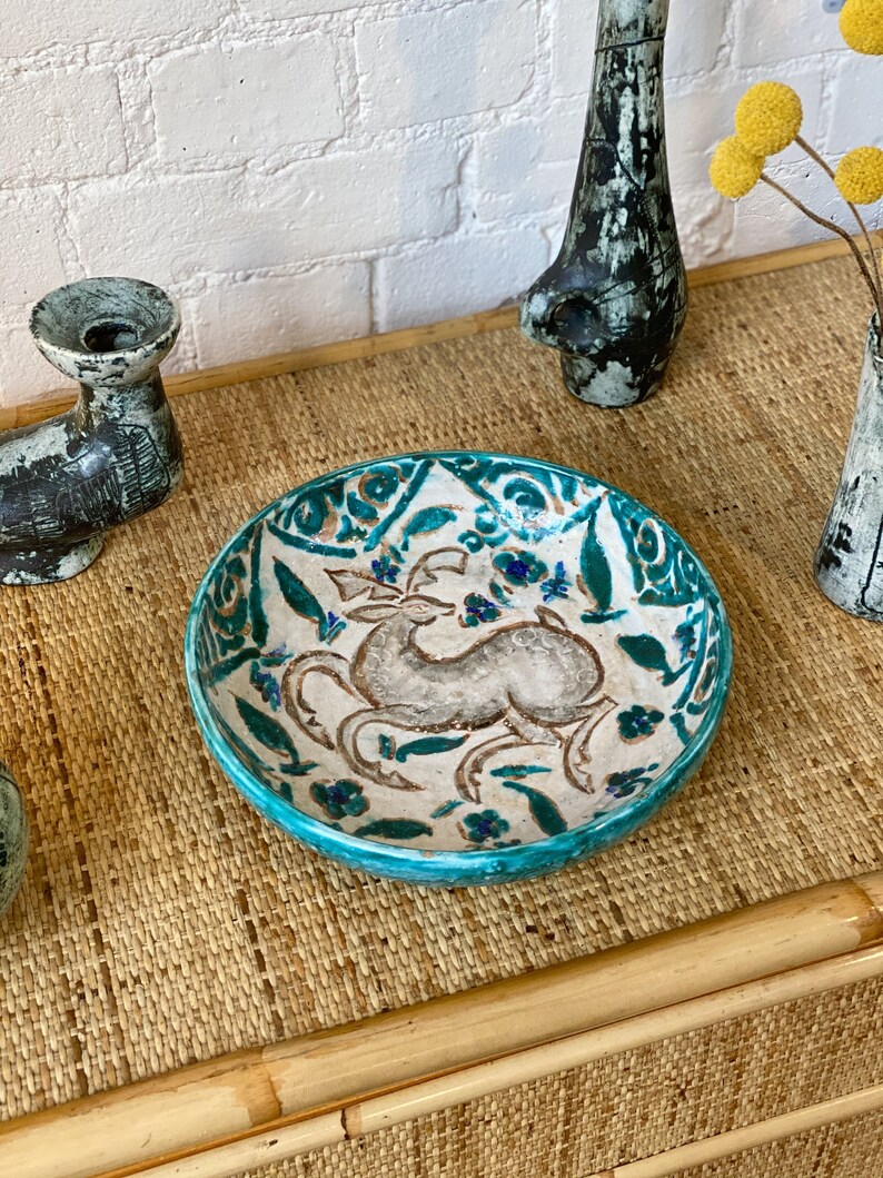 French Persian-Inspired Ceramic Bowl by Édouard Cazaux (circa 1930s)، نمای 2