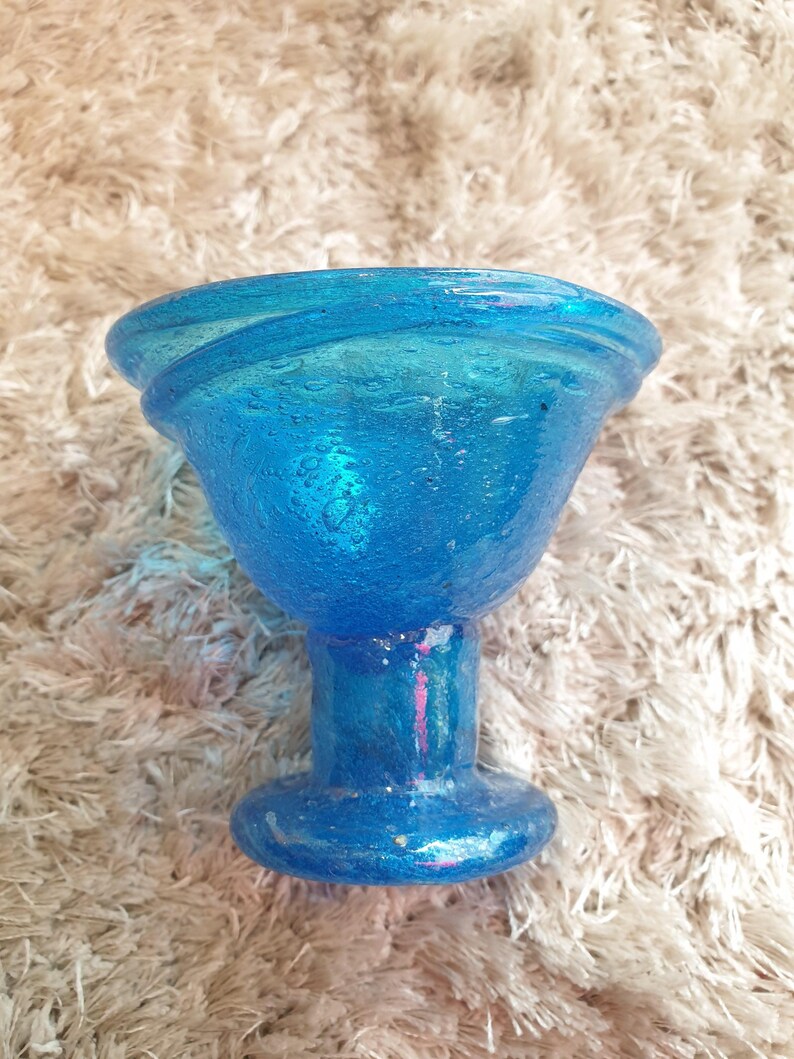 Vintage Persian Stemmed Glass, Hand-Blown, Middle East (1960s)، نمای 2