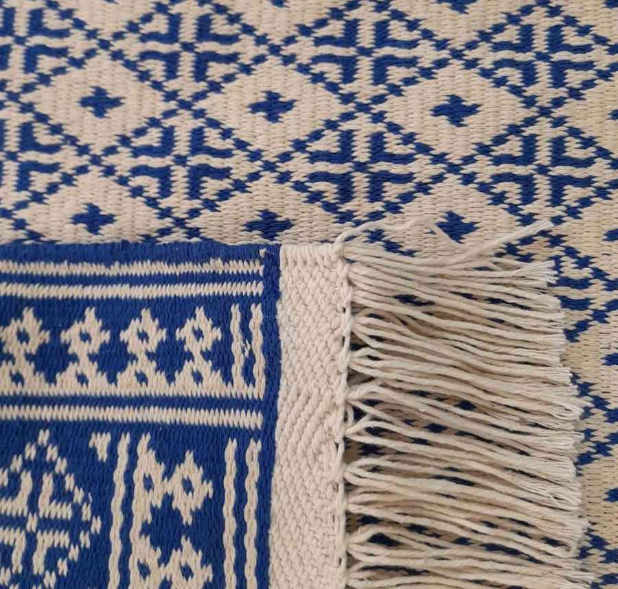 Detail of zilu weave, border and cotton fringe, seller-stated Meybod, Iran
