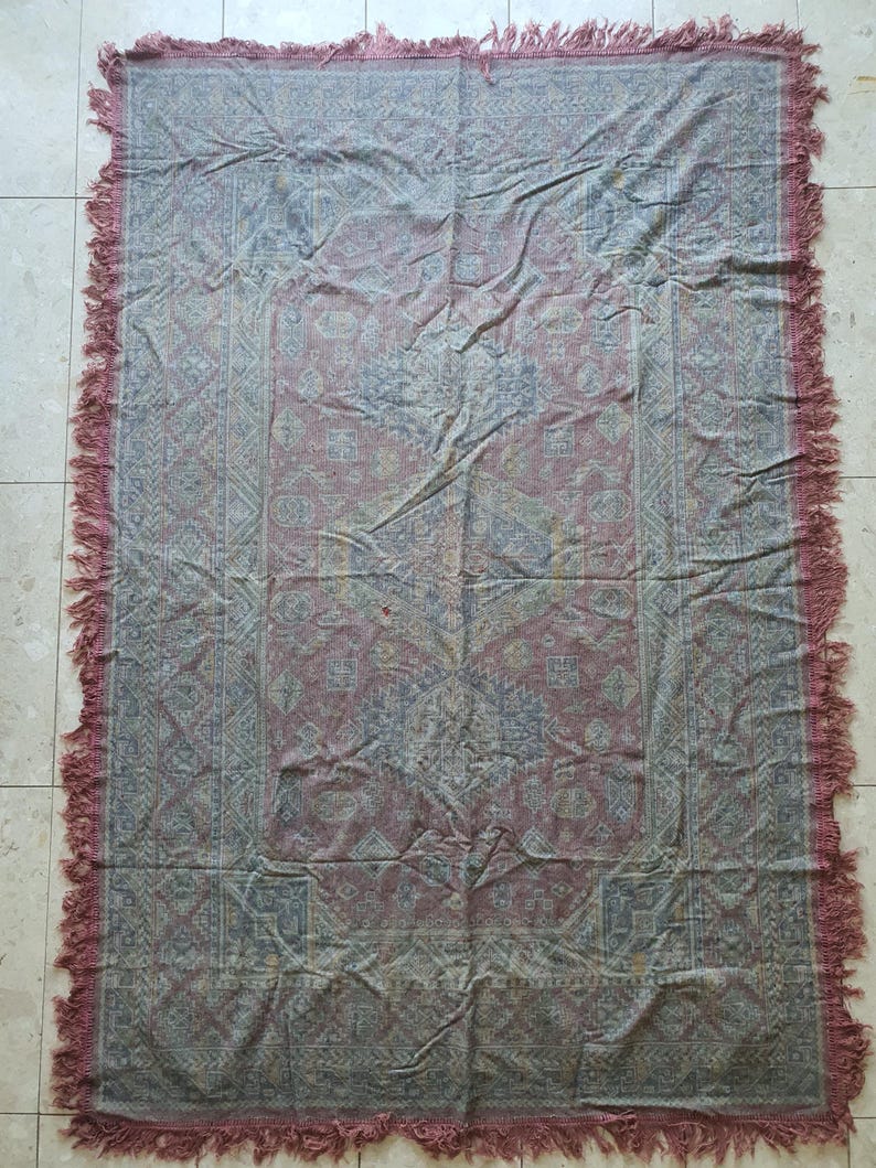 Vintage Velvet Textile Sofa Cover – Caucasian Persian Style, 1930s-40s